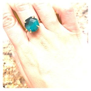 Ryan Cocktail Gold Ring with Green Stone